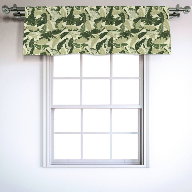 East Urban Home Floral Sateen Ruffled 54'' Window Valance in Pale Green